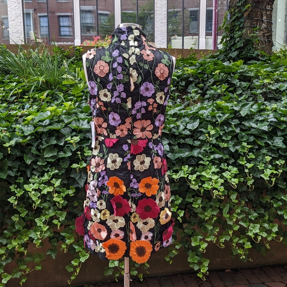 High Neck Floral Applique Mini Dress - Picture 2 of 4